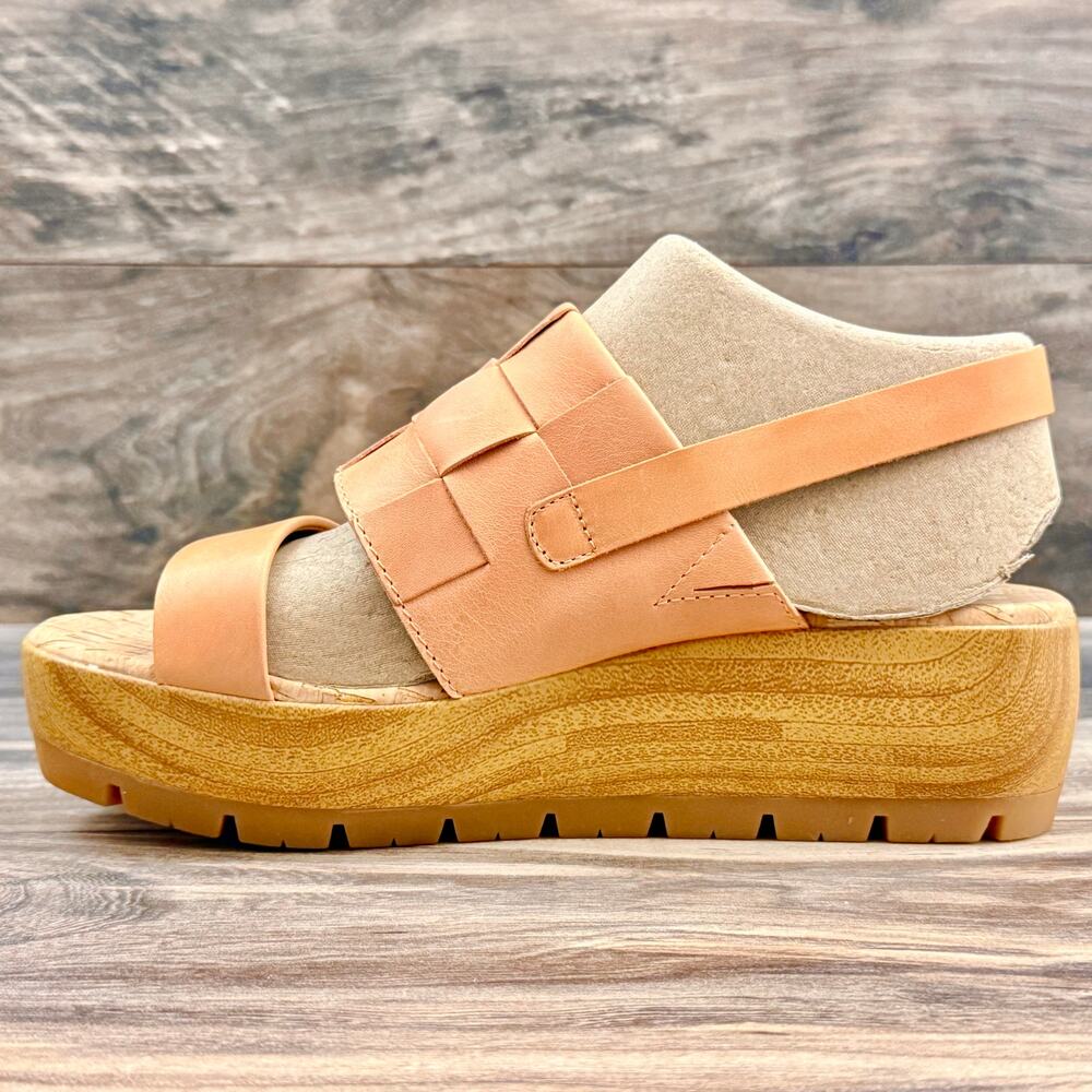 NIB Korks by Kork Ease 8M Fraya Leather Slingback Platform Wedge Sandal - Picture 6 of 11